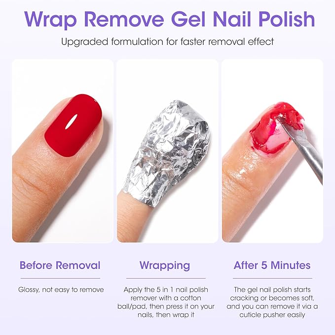 Gellen 16 Fl Oz Nail Polish Remover Non Acetone, Professional Nail Polish Remover Pump | Soak off Gel Polish Remover Kit for Nails | Multifunctional 5 in 1 Gel Nail Remover