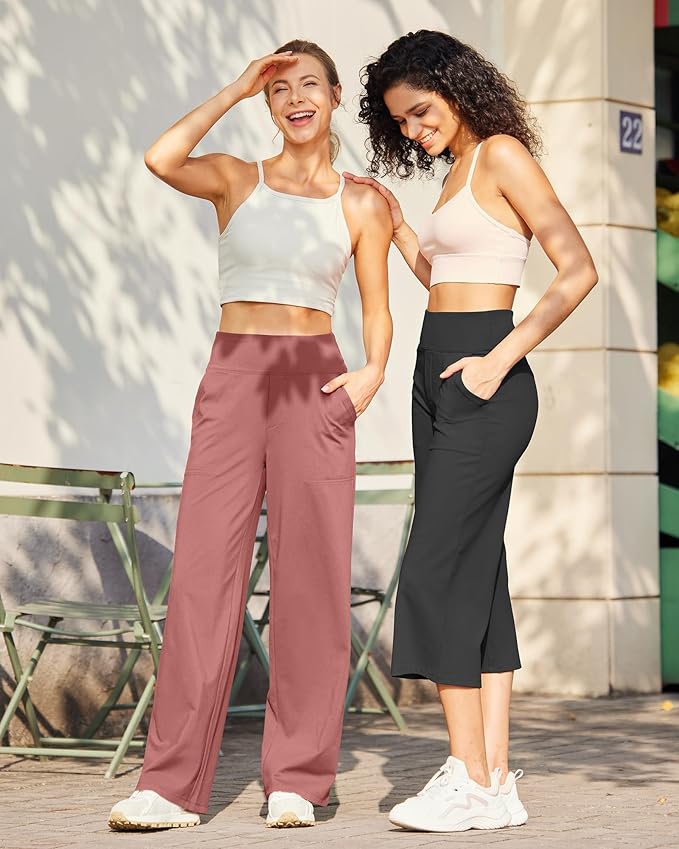 G4Free Yoga Pants Women Wide Leg Pants with Pockets High Waist Stretch Dress Casual Sweatpants Petite/Regular/Tall