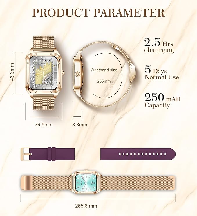Smart Watch for Women, 1.6'' Bluetooth Call(Answer/Dial), Activity Fitness Tracker with Heart Rate/Sleep Monitor 100+ Sports Pedometer AI Voice, Smartwatch for Android iPhone Compatible (Rose Gold)