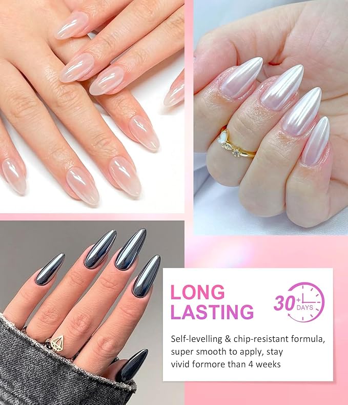 Chrome Powder for Nails: 6pcs Metallic Effect Chrome Powder Aurora Mermaid Iridescent Holographic Nail Powder Pigment Glitter Nail Powder Nailr Art Decoration