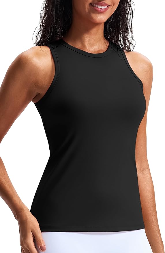 JOYSPELS Workout Tank Tops for Women - Butter Soft High Neck Athletic Gym Yoga Pilates Tank Tops