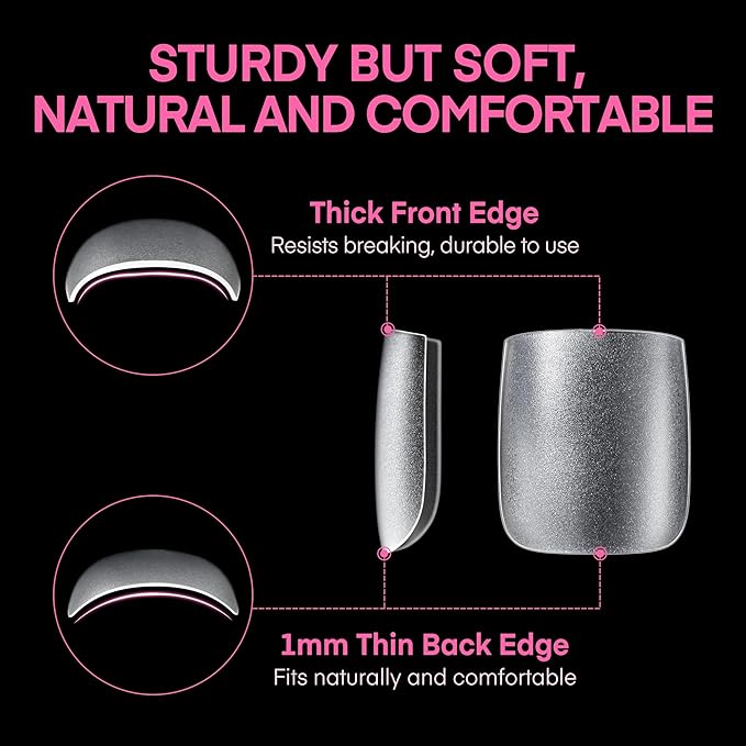 UNA GELLA Square Toe Nail Tips Big Long 312Pcs 15Sizes, Full Cover Soft Gel Toe Nail Tip Pre-Etched Fake Acrylic Toe Nail Press Ons for Big Toe Nail Extensions Pedicure Home DIY Nail Salon Soak Off