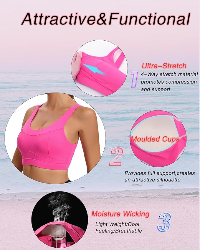 RUNNING GIRL High Impact Sports Bras for Women,Racerback Running Bra Workout Crop Tank Tops Longline Sports Bra Push up