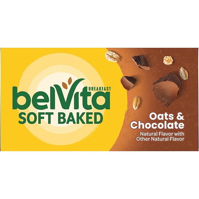 belVita Soft Baked Breakfast Bars, Oats & Chocolate, 6 Boxes of 5 Packs (1 Biscuit Per Pack)