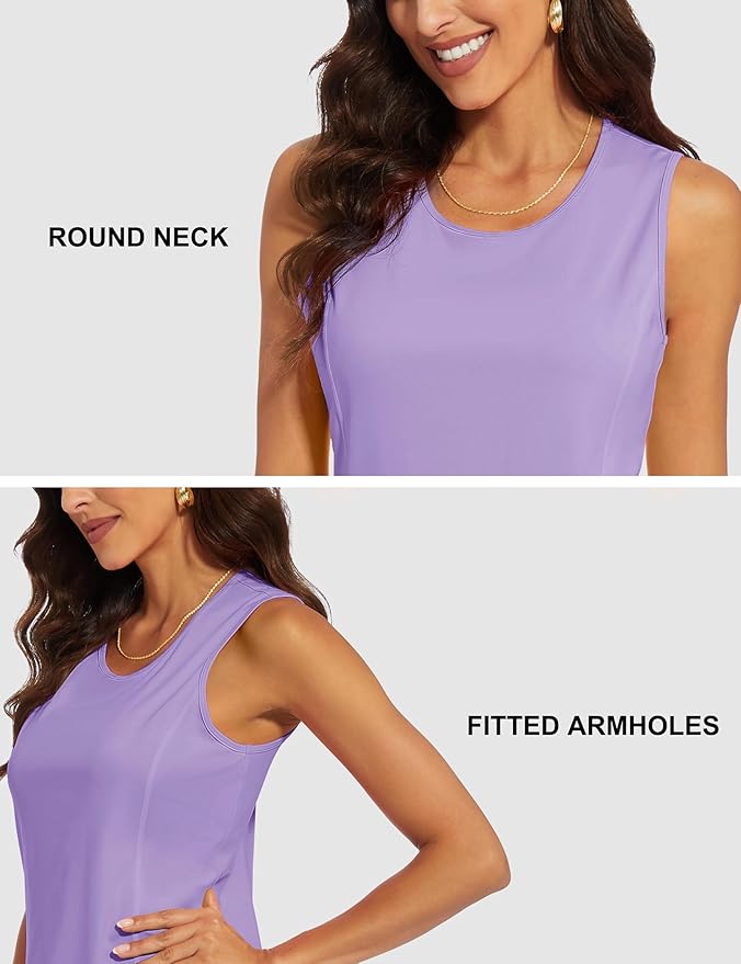 MAGCOMSEN Women's Sleeveless Workout Shirts UPF 80+ Dry Fit Running Wicking Tank Tops Athletic Gym Summer