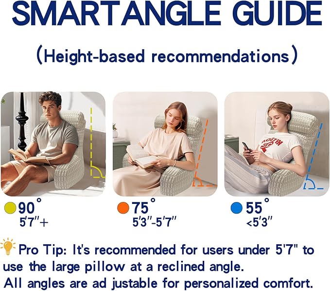 Back Pillow for Bed Sitting Up, Reading Pillow, Extra Large Arm Pillows for Adults for Back Support,Bed Pillow for Sitting up for Watching TV/Gaming/Relaxing