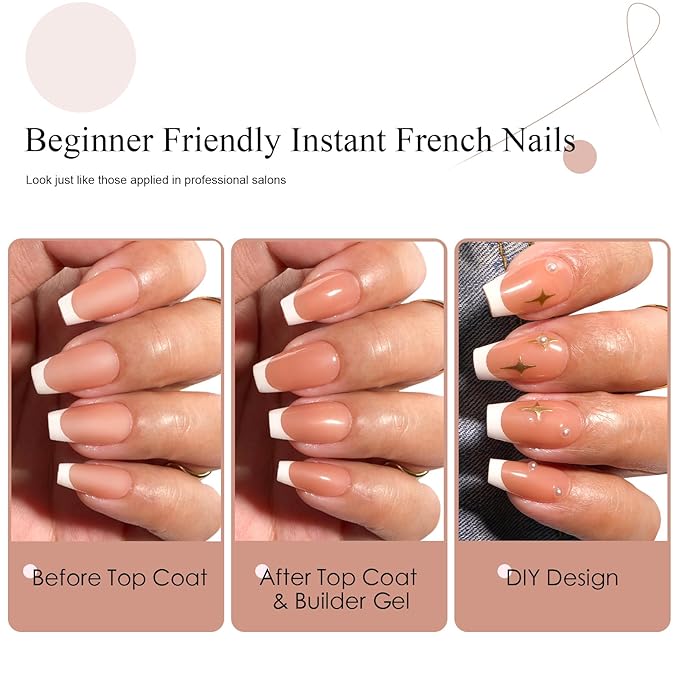 Canvalite French Tip Press on Nails Gel Nail Tips - 300Pcs Pre-Colored Quick and Easy Fake Nails with Designs Coffin Nails Tips Short Press on Nails DIY Nail Extensions, Nude White