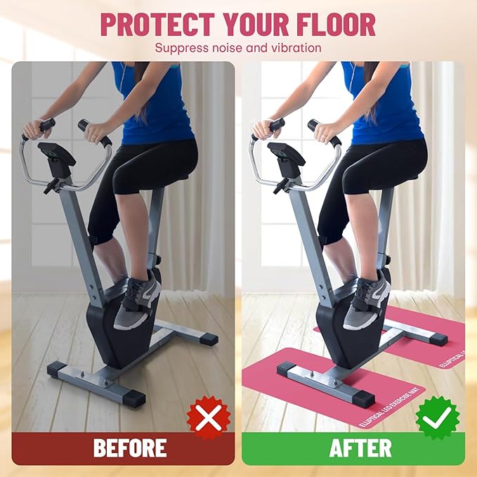 Under Desk Elliptical Mat - Non-Slip Exercise Equipment for Peloton Bike, Small Exercise Mat for Desk Workout Equipment