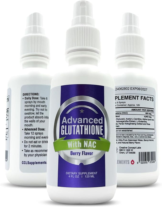 Liquid Liposomal Glutathione Spray - Maximum Absorption Glutathione Supplement with NAC, Ashwagandha, Glutamine, Ascorbic Acid - Sublingual Easy Use - Immune & Detox Support - 4oz