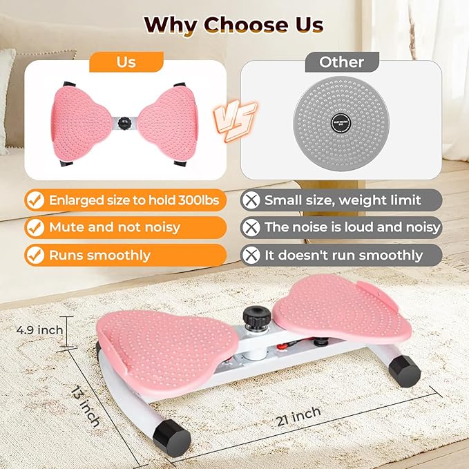 Ab Twister Board,300 lbs Capacity,Slim Waist and Core Ab Exercise,Foot Massage Design,Noiseless Home Gym Exercise