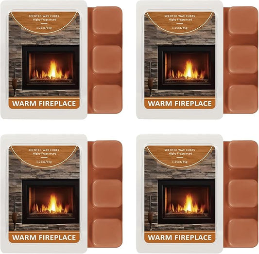SCENTORINI Warm Fireplace Wax Melts, Scented Wax Melts, Pack of 4, Natural Soy Cubes for Candle Making, Wax Warmer
