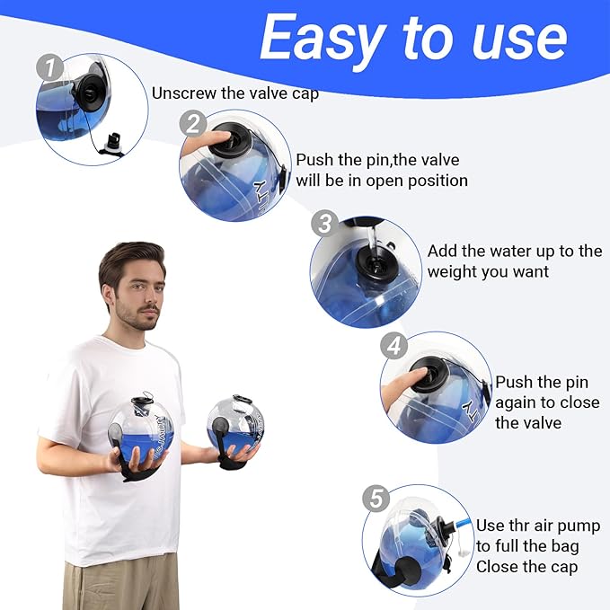 Heavy Duty Adjustable Aqua Bag - Durable Water Filled Training Aqua Bags for Strength Core & Full Body Workouts - Portable Fitness Equipment - Home Gym Outdoor Water Weights Sandbag Alternative