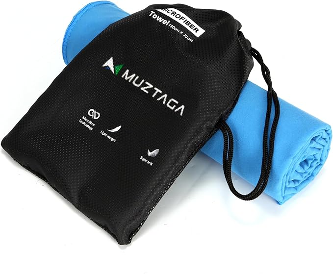 Microfiber Beach Towel-Perfect for Travel, Sports, Camping, Swimming, Yoga, Gym- Quick Dry, Sand Free, Compact, Lightweight, Absorbent (Blue, Medium(130x70cm, 51x27”))