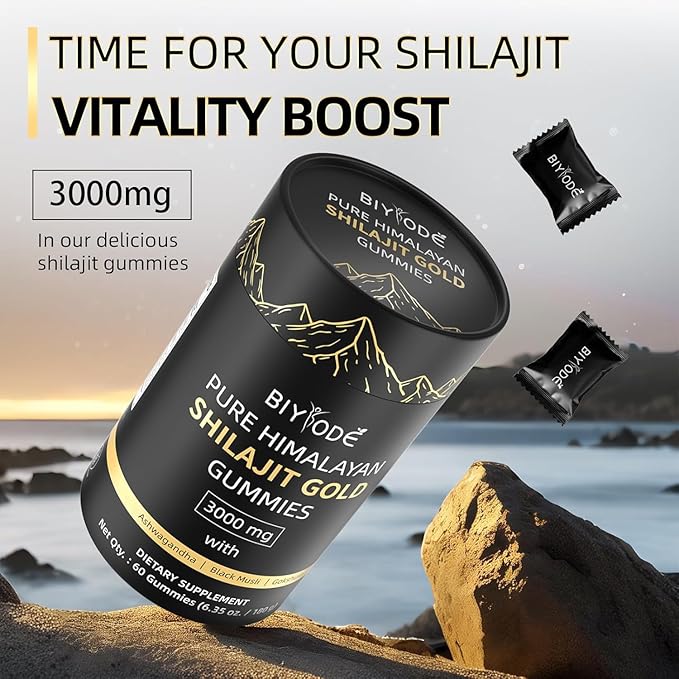 Shilajit Gummies: Pure Shilajit Himalayan Rich in Ashwagandha Gaulshura Fulvic Acid 85 Micronutrients Suitable for Men and Women No Added Sugar