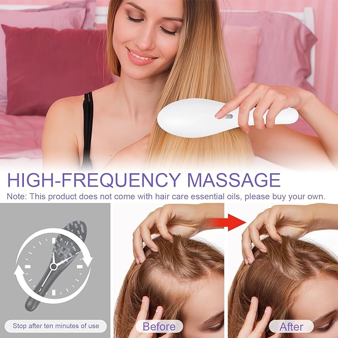 Hair Oil Applicator for Scalp, Electric Scalp Massager Comb, Hair Brush for Hair Fluid Essential Oil Serum, Use for Home & Travel (White)