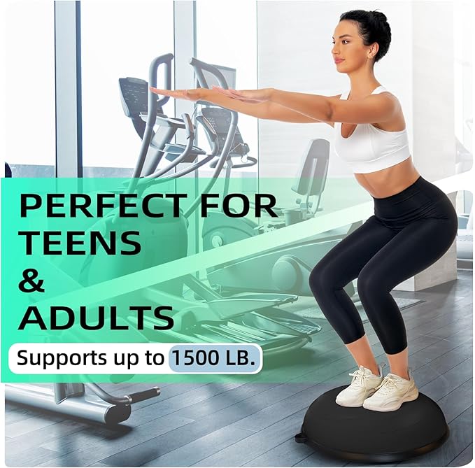 Half Balance Ball, 23 Inch Balance Ball Trainer with Foot Pump for Improving Balance Core Strength and Fitness, Balance Balls Perfect for Home Gym Workout Use