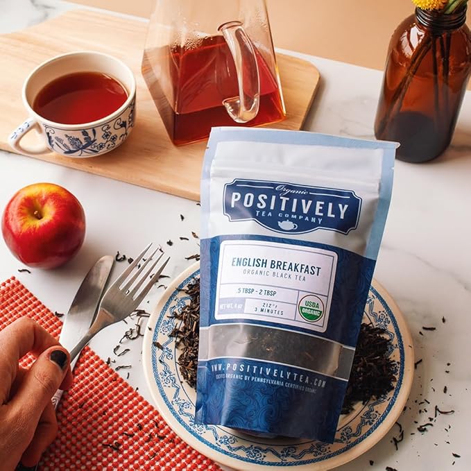 Organic Positively Tea Company, English Breakfast Black Tea, Loose Leaf, 4 Ounce
