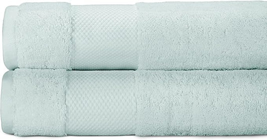 BIOWEAVES 100% Organic Cotton 700 GSM Plush Bath Towels 30" x 58" GOTS Certified - Seafoam, Pack of 2