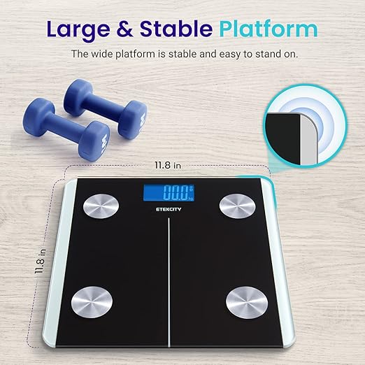 Etekcity Rechargeable Smart Scale for Body Weight, Digital Bathroom Scale with BMI, Body Fat, Muscle Mass, Accurate Weighing Machine for People Sync with Smartphone App, 400lb