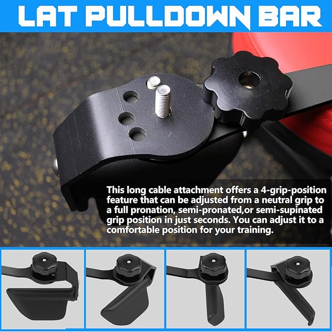 KORIKAHM Adjustable Lat Pull down Bar, Cable Machine Attachments for Gym, Home Gym Fitness T-bar Row Pulldown Attachments, Lat Pull Down Machine Wide Grip Neutral Grip Handle