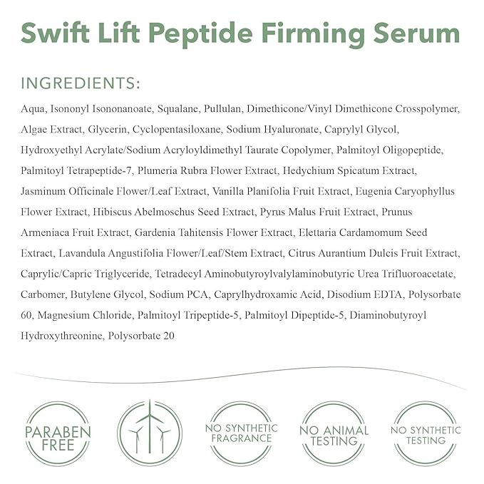 emerginC Swift Lift Peptide Firming Serum - Intensive Age Fighting Serum with Hyaluronic Acid + Plant Extracts - Addresses Visibles Signs of Aging + Wrinkles (1 Ounce, 30 ml)