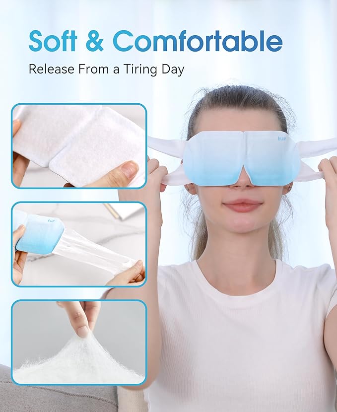 LC-dolida 14 Packs Heated Eye Mask for Dry Eyes, Hyaluronic Acid Steam Eye Steam Mask, Disposable Self Heating Eye Mask for Sleep Relieve Eye Fatigue, Suitable for Red Eyes
