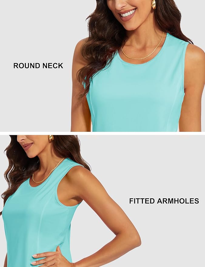 MAGCOMSEN Women's Sleeveless Workout Shirts UPF 80+ Dry Fit Running Wicking Tank Tops Athletic Gym Summer