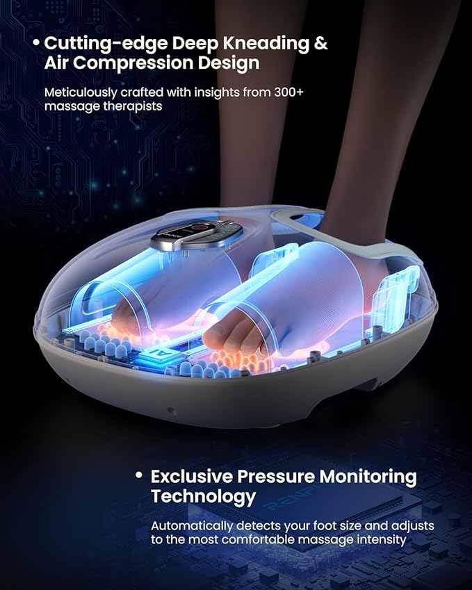 RENPHO Foot Massager Machine with Heat [2025 Upgraded], Shiatsu Foot Massager for Plantar Fasciitis, Birthday Gifts for Women, Wireless Control, Voice Control (New)