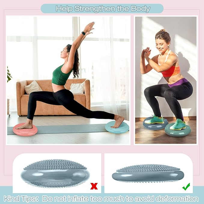 Amylove 6 Pcs Wiggle Seat Inflated Wobble Cushion for Sensory Kid 13 Inch Balance Disc Kids Flexible Seating Exercise Sensory Pad Chair Cushion for Classroom Office School