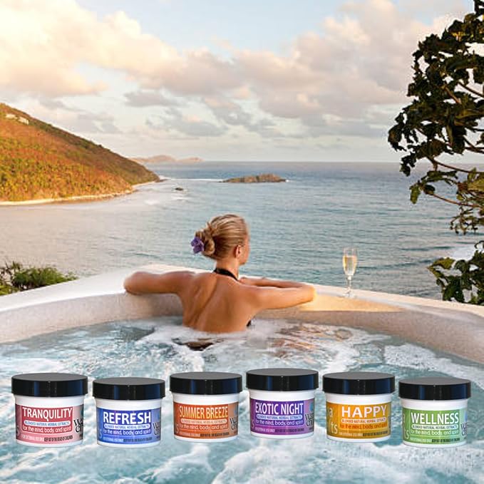 Waters Choice Aromatherapy Spa Salts Sample Pack. Let Spicy Peppermint, Delicious Fruit nectars and Warm Cinnamon Vanilla Relax and Refresh You. Six scents to Delight Your Senses.