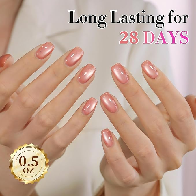 Double Rhythm 0.5 OZ Cat Eye Gel Polish with Magnet 15ML Holographic Glitter Shimmer Translucent Jelly Color Magnetic Polish Salon DIY at Home (MC1056)