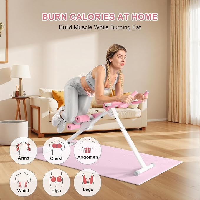 Home Gym Systems Ab Machine, Ab Workout Equipment, Adjustable Ab Trainer Machine for Abs Workout at Home Gym, Foldable, Knee Protection, Abdominal Trainer for Stomach