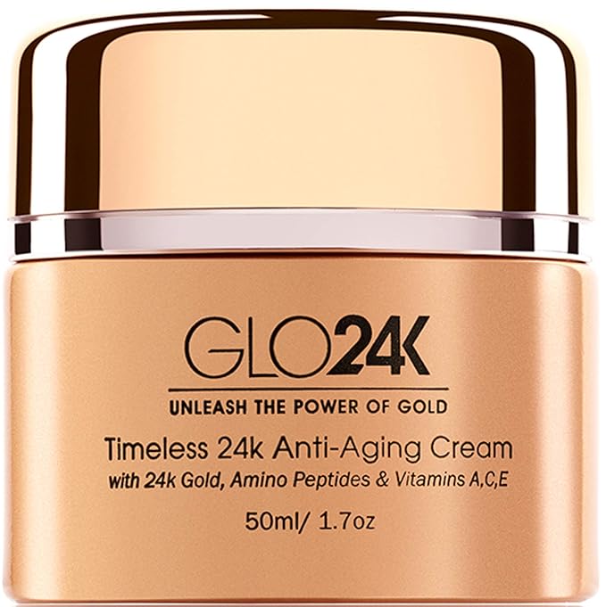 GLO24K Timeless Anti-Aging Cream with 24k Gold, Potent Peptides, and Vitamins A,C,E and Retinol