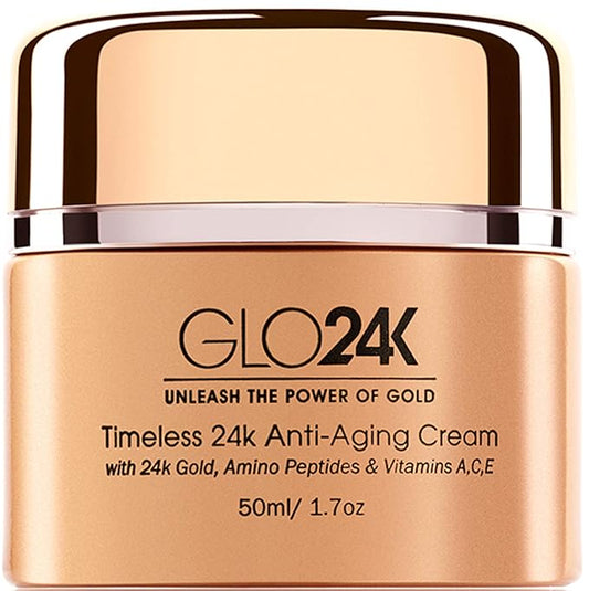 GLO24K Timeless Anti-Aging Cream with 24k Gold, Potent Peptides, and Vitamins A,C,E and Retinol