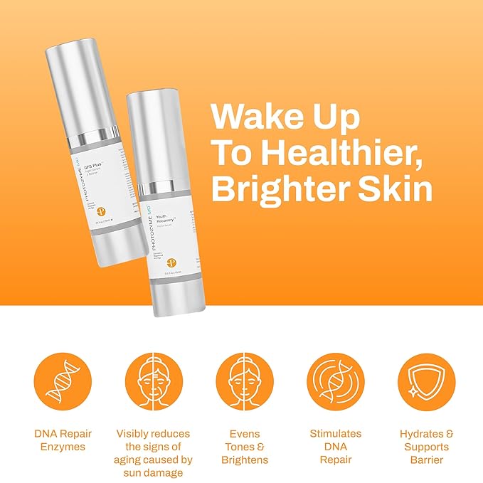 Photozyme Petite Duo Travel Set – Anti-Aging Skincare Kit with DNA Repair Serum & 0.5% Retinol Night Serum – Travel Size Hydrating & Brightening Serums for Fine Lines & Sun Damage – Two 0.5 fl oz