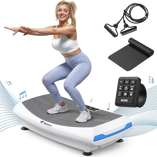 MERACH Vibration Plate Exercise Machine, 7-in-1 4D Vibration Plate with Glide, Swing & Massage, Vibrating Plates with Whole Body Workout Sculpting Platform for Home Fitness for Women Men