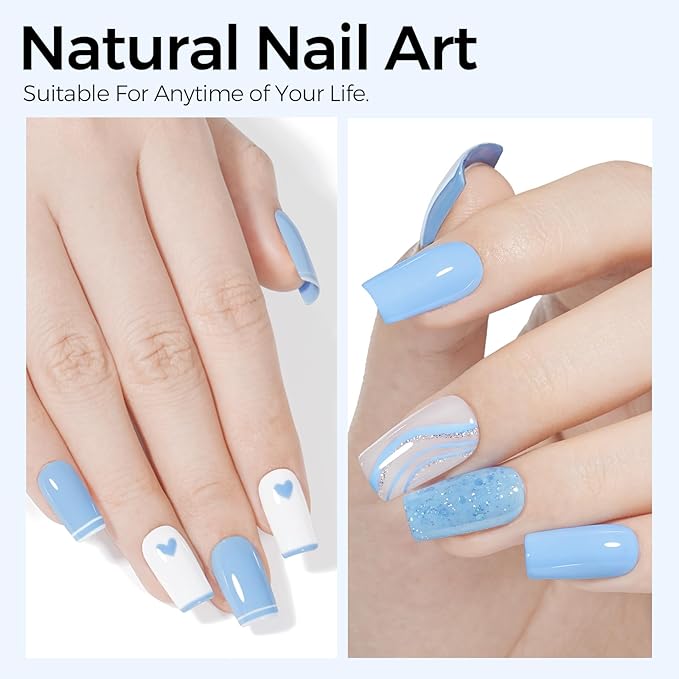 TOMICCA Blue Gel Polish - Sky Blue Macarons Nail Polish, Fast Dry, Soft Candy Pastel Nail Art, French Manicure Salon DIY