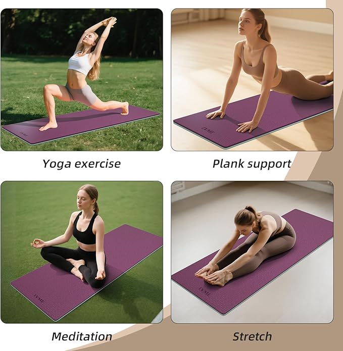 Yoga Mat Non Slip, Anti-Tear 1/4 Thick TPE Yoga Mats for Women and Men, a stylish and practical dual-tone yoga mat.72"x24" Exercise & Fitness Mat with Carrying Strap, Workout Mats for Yoga, Pilates and Floor Exercise