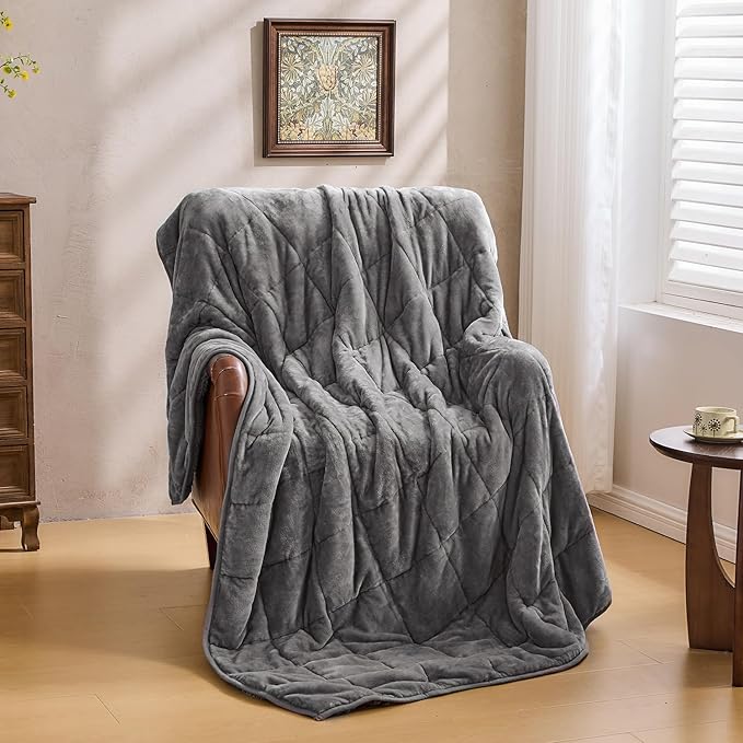 Super Fuzzy Soft Sherpa Fleece Weighted Blanket, 12 lbs Dual Sided Fluffy Heavy Weighted Blankets for Adults - No Bunching with Double Layers of Soft Inner Lining (48"x 72", 12 Pounds)
