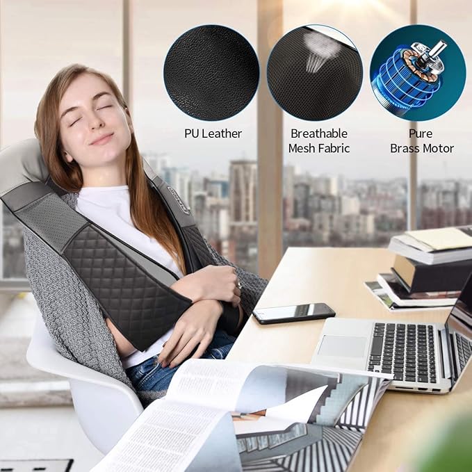 RENPHO Neck and Shoulder Massager with Heat [2025 Upgraded], Shiatsu Cervical and Back Massager, 3D Electric Deep Tissue Massage, True Relaxation for Neck and Shoulders, Birthday Gifts for Men