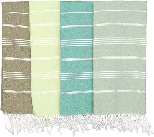 Oversized Turkish Beach Towel 38’’x71’’ - Set of 4 | 100% Turkish Cotton Lightweight Sand Free Quick Dry Pool Towels | Extra Large Bath Towels for Adults Beach Essentials
