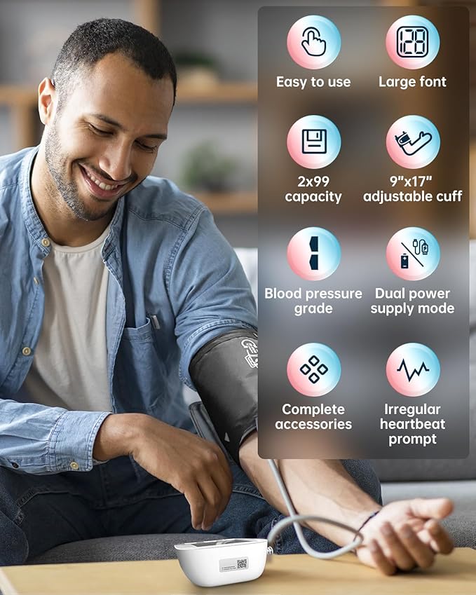 Blood Pressure Monitor-HOLFENRY Blood Pressure Monitors for Home use, Accurate Upper Arm Automatic Digital BP Machine with 9-17inches Blood Pressure Cuff and AAA Batteries