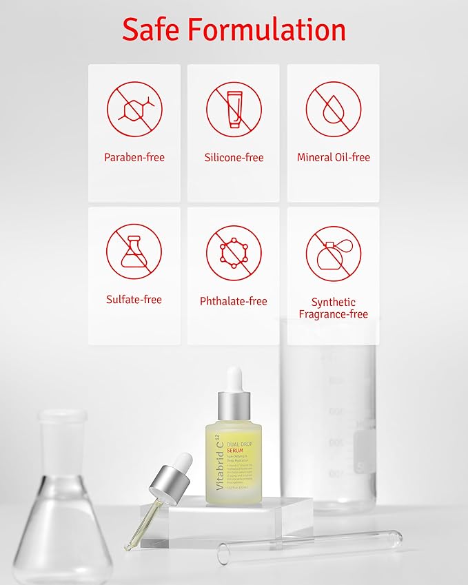 Dual Drop Serum - Hydrating & Antioxidant Face Serum with Peptides, Vitamin C, Hyaluronic Acid - Reduces Fine Lines and Wrinkles, Youthful Skin Glow - Highly Concentrated, Fragrance-Free, 1.02 fl.oz.