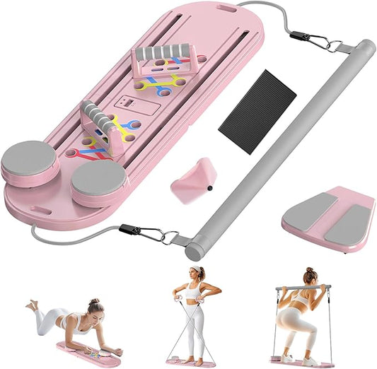 Pilates Board Pilates Reformer Set - Pilates Board for Home Workout, Multifunctional Pilates Board for Core, Glutes, Balance Training, Non-Slip Design with Cushioned Pads, Portable Pilates Board