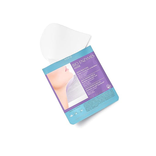 Talika Bio Enzymes Mask Neck - Smoothing Anti-Aging Neck Mask - Biocellulose Moisturising Neck Mask - Second Skin Effect Beauty Sheet Mask - 12g