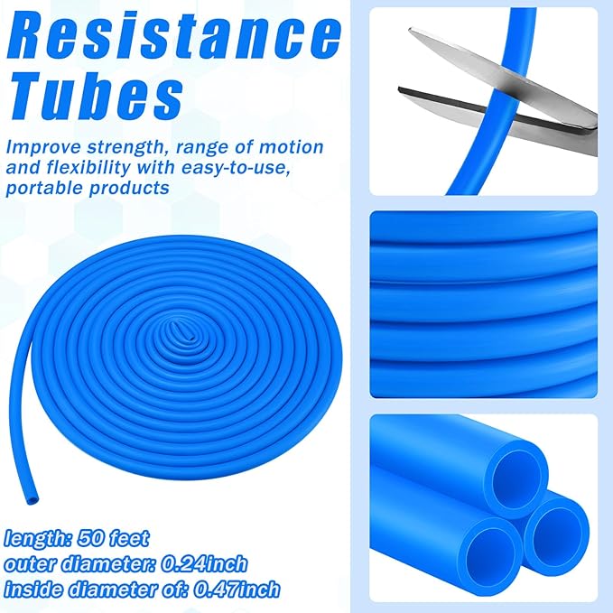 1 Roll Resistance Tubes Latex Elastic Tubing 50ft Exercise Bands Exercise Tubing for Physical Therapy, Lower Pilates, at Home Workouts, Rehab Core Exercise
