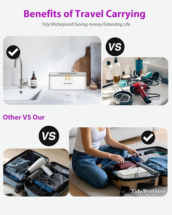 Hair Dryer with Carry Case, 160000 RPM Professional High-Speed Ionic Blow Dryer 200 Millions Negative Ionic & 3 Speeds & 3 Temps& Low Noise, Hairdryer with diffuser for Faster Drying, No Heat Damage,W