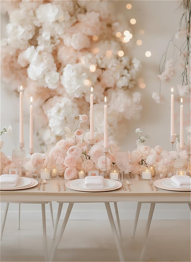 6 PK 10" Classic Taper Candles, Blush Pink, 7-8 Hours Long Burning, Unscented Tall Candlesticks