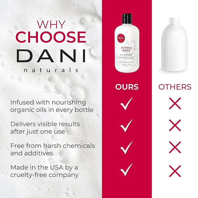 DANI Naturals Conditioner – Citrus Rose, Detoxifying & Clarifying, Lightweight Hydration for Oily, Thick & Curly Hair, Color-Safe & Vegan, 12 oz