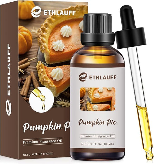 Pumpkin Pie Fragrance Oil, 100ml Pumpkin Spice Essential Oil for Diffusers,Fall Essential Oil for Candle Making, Autmun Scented Oil -3.38FL.OZ
